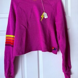 Aviator Nation Purple Sweater with Yellow and Red Accents